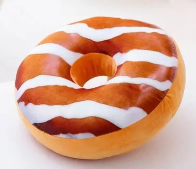 38cm 3D Donut Kussen Schattig Pluche Rond Taart Kussen Sofa Zitkussen Kantoor Napmat Beste Verjaardagscadeau voor Kinderen Huisdecoratie