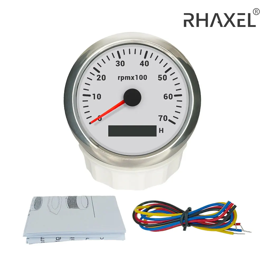 

RHAXEL 85mm Tachometer RPM Meter Gauge 3000RPM 4000RPM 6000RPM with LCD Hour Meter 7 Colors Backlight for Car Truck Boat 9-32V
