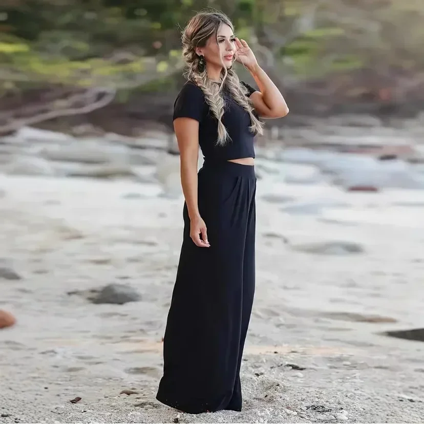 

Fashionable Casual Set Short Sleeve T-Shirt plus Long Pants Two Piece Suit Spring Summer New Arrival Comfortable Women's Wear