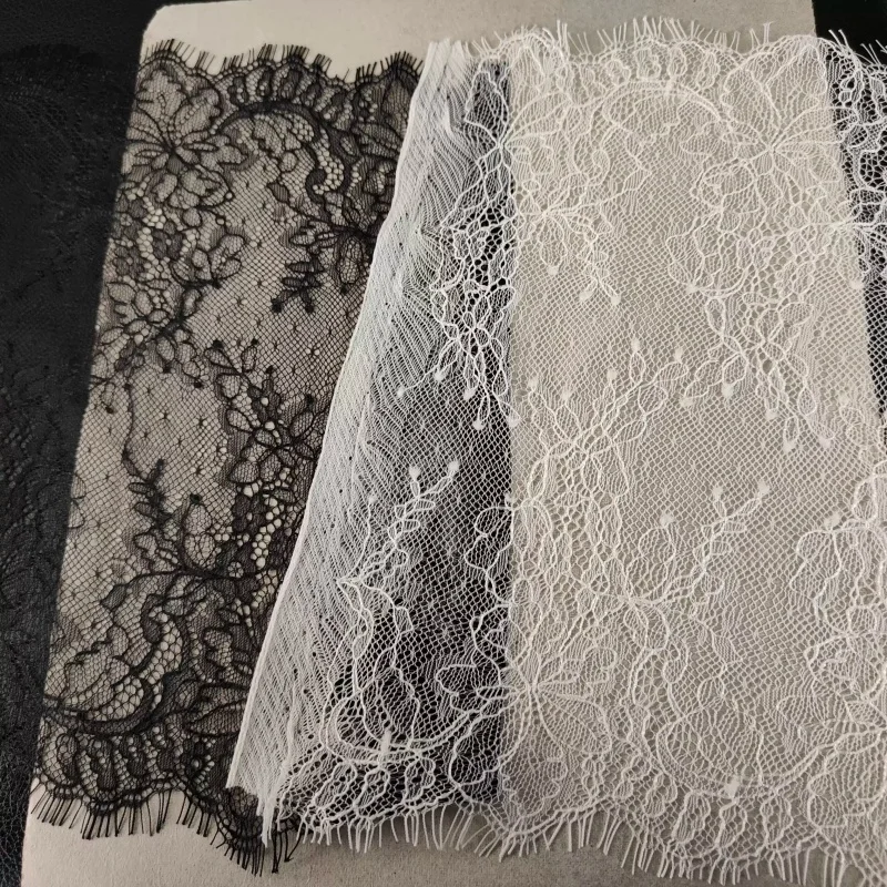 25cm Wide Black White Beige Non Stretch Eyelet Lace Trim Wedding Dress Skirt Sleeve Garment Sewing Accessories Set