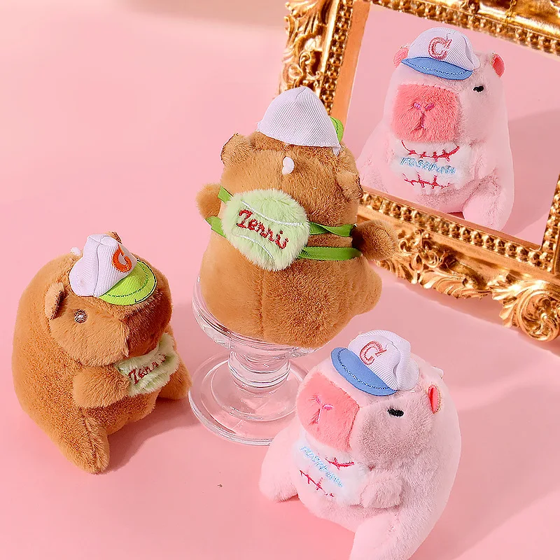 Cute Cartoon Baseball Clothes Plush Capibara Keychain Pendant Plush Toys Capybaras Backpack Doll Toys For Girls Hanging Pendant