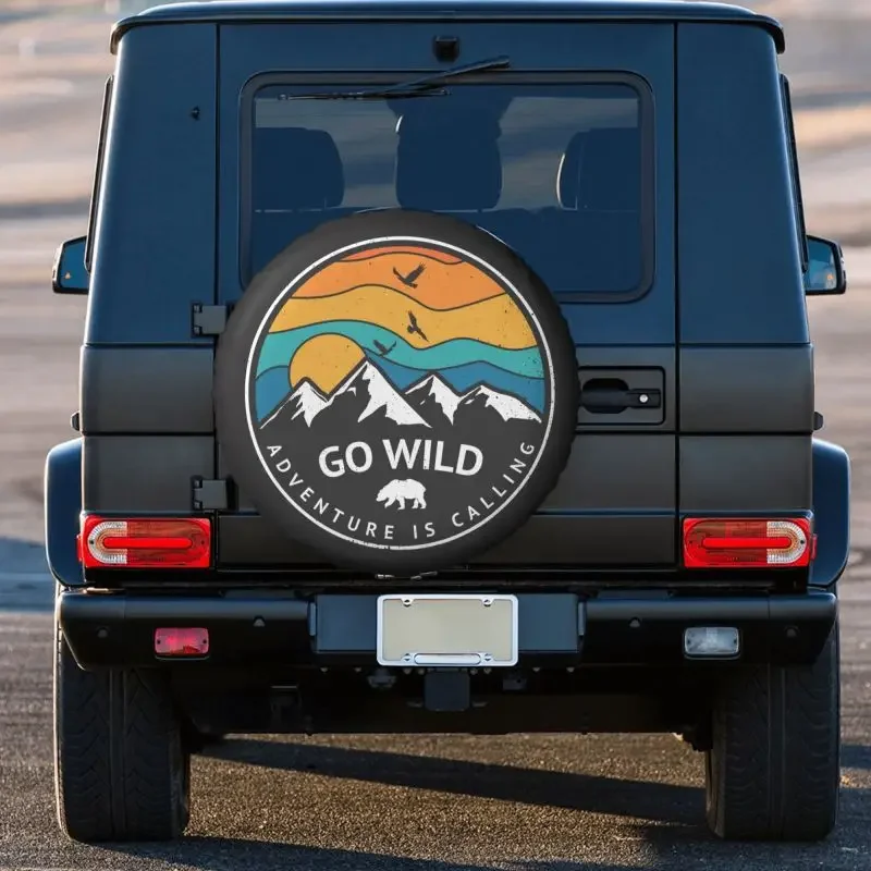 Go Wild Adventure Camping Spare Tire Cover Dust-Proof Wheel Protectors Fit Trailer RV SUV and Many Vehicle 14 15 16 17 Inch