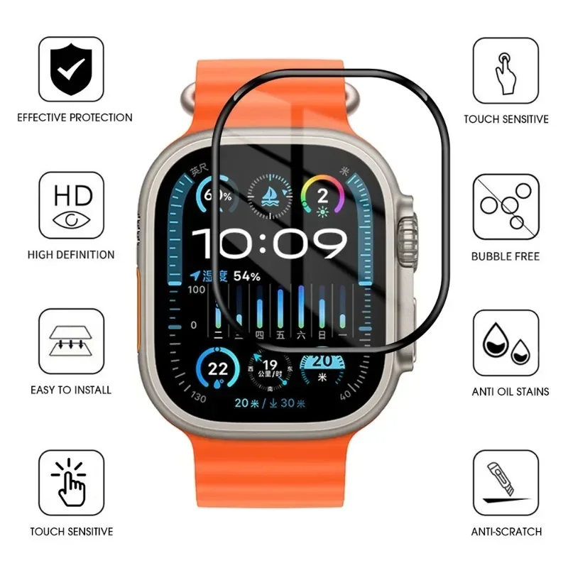 Protector de pantalla para reloj inteligente, película protectora completa para Apple Watch Ultra 2, 49mm, HD, transparente, suave, accesorios para Iwatch