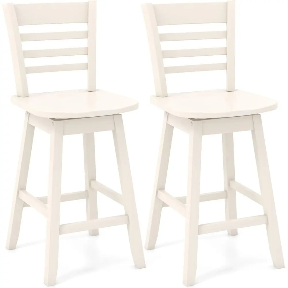 

Set of 2, 24.5 Swivel Bar Stools, Counter Height with Hollow Backrest and Contoured Seat, Suitable for Kitchen Island, Pub, Bist