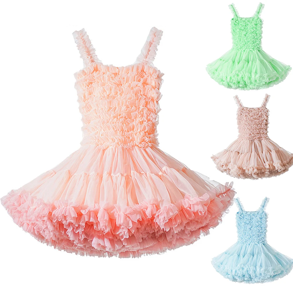 2024 Summer Baby Girl Party Dress Kids Clothes Children Birthday Gowns Princess Wedding Prom Tulle Puffy Dresses Dance Costume