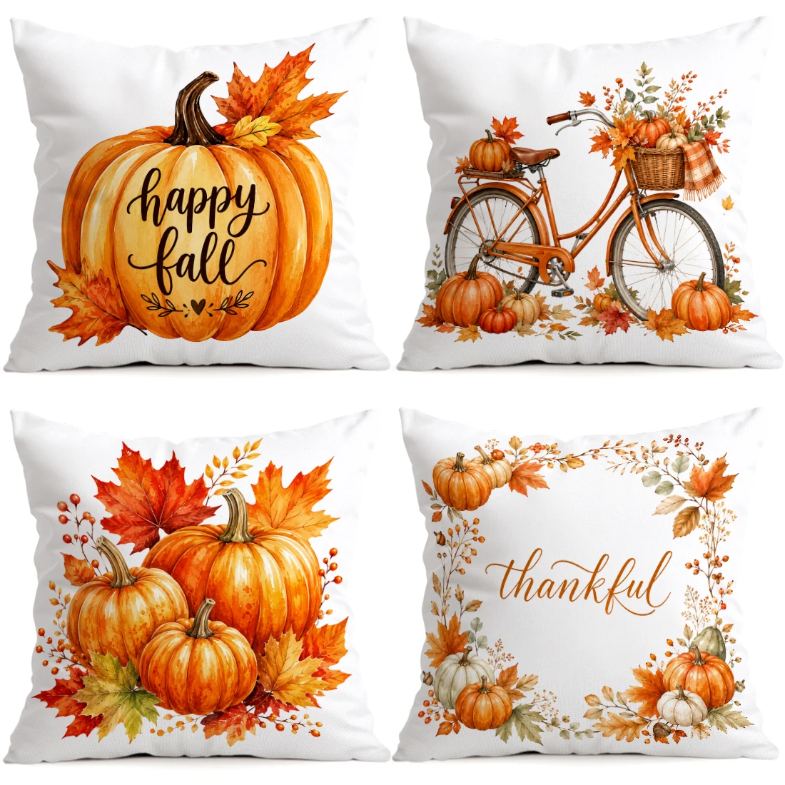 Autumn Pumpkin Wreath Pillowcase Printed Polyester 40/45/50cm Throw Pillowcover Decorative Sofa Cushion Pillowslip Home Decor