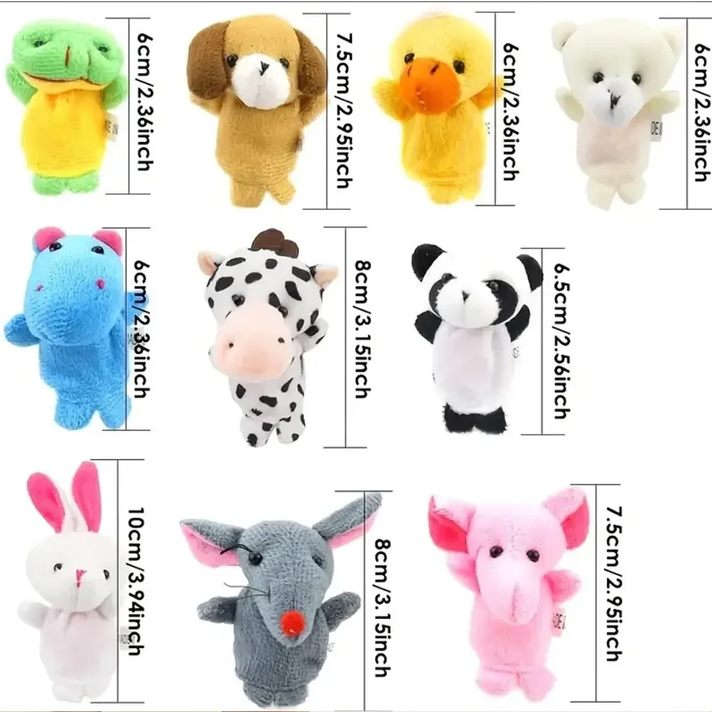 10 pçs dos desenhos animados mão boneca dedo fantoche bebê crianças história educação precoce calmante boneca brinquedo de pelúcia
