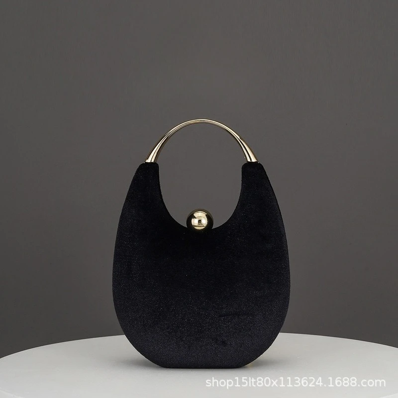 

New 2026 New Fall/Winter Fashion Air Bag Velvet Shiny Banquet Dress Tote Bag