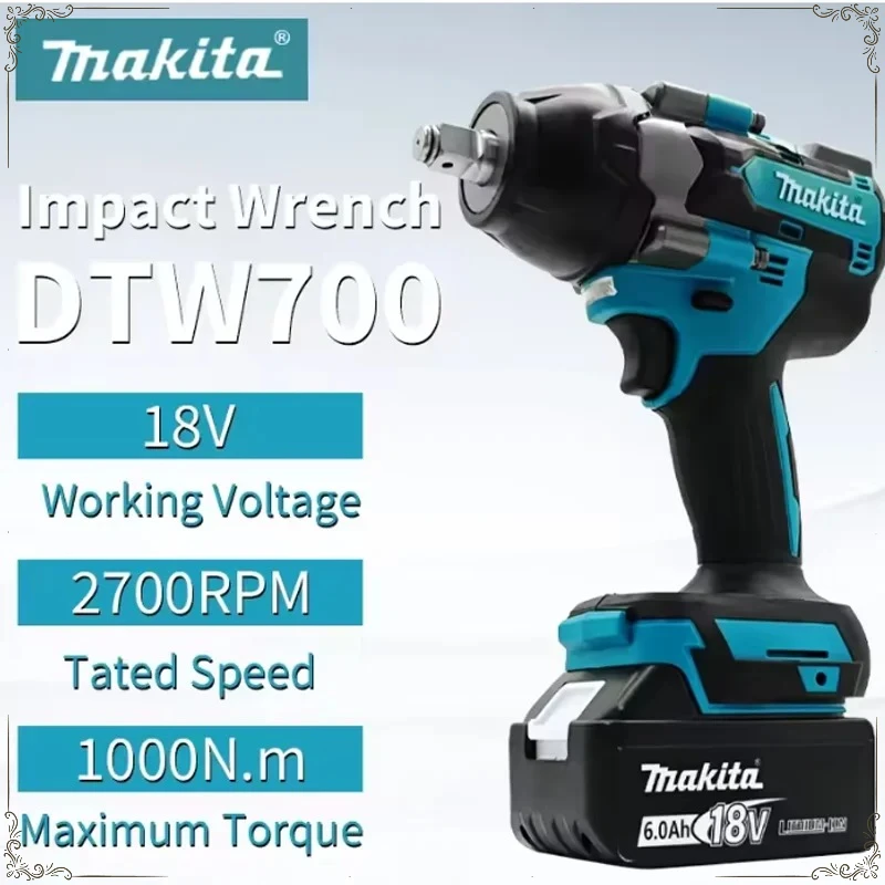 

Бесщеточный электрический гайковерт Makita DTW700, аккумуляторная дрель-шуруповерт, бесплатная доставка, мощный инструмент с высоким крутящим моментом, динамометрический ключ