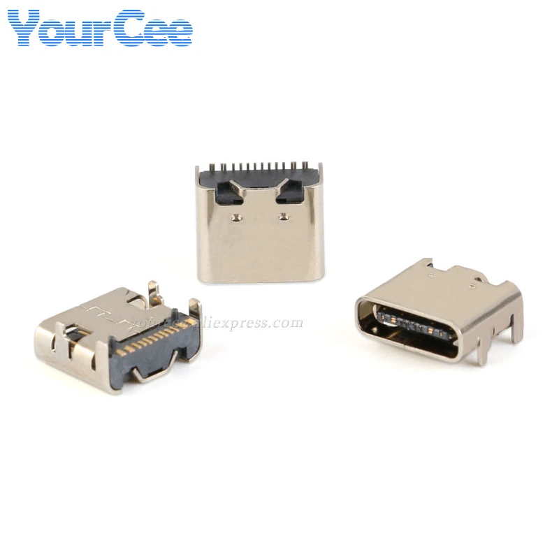 20pcs/5pcs SMD USB-3.1 Socket Bidirectional Type-C Female Socket Connector 16P High Definition Tansmission Interface 4 Fixed Pin