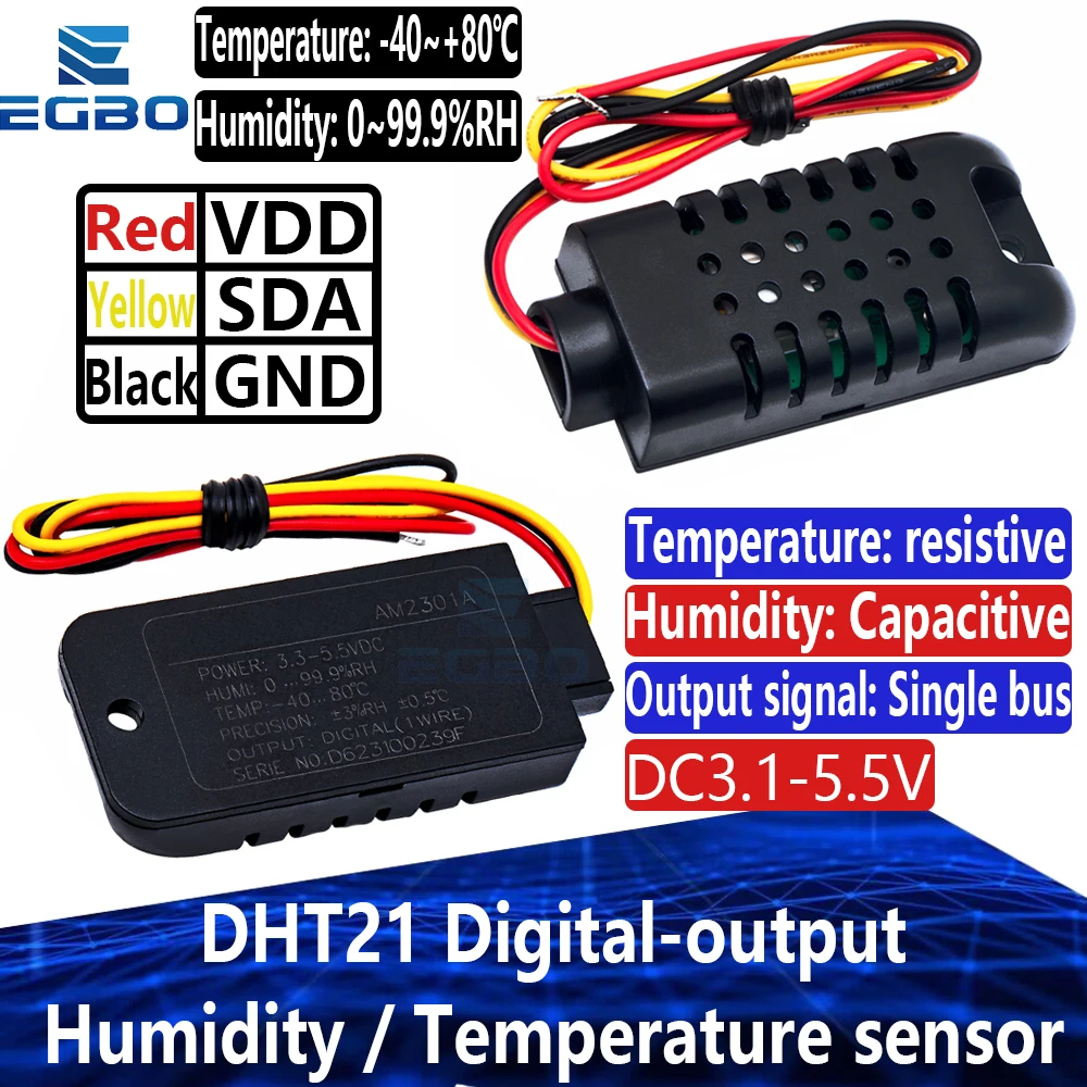 1~10PCS DHT21 New Digital-output relative humidity-temperature sensor/module,connect with single-bus-line Sensor AM2301 am2301a