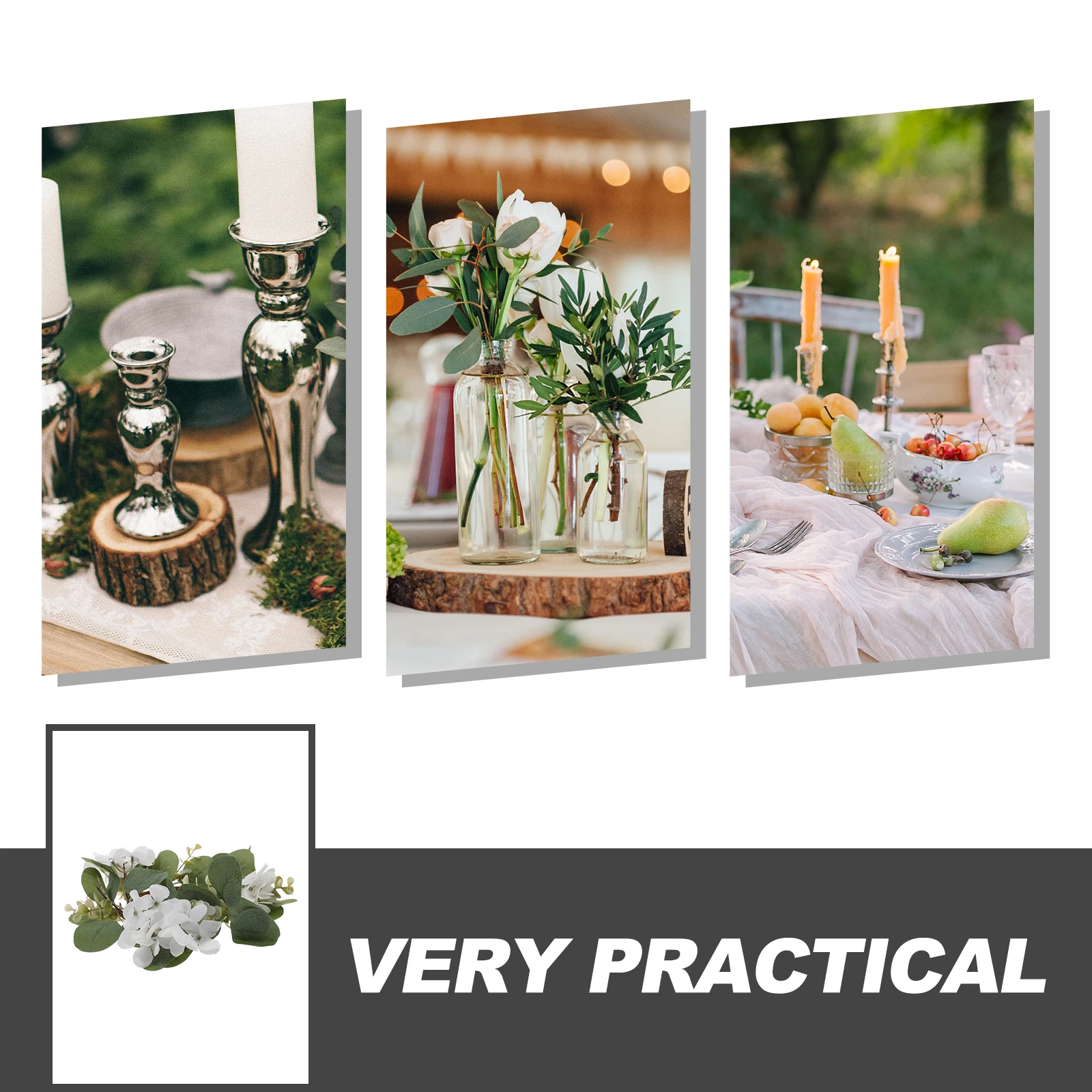 

Artificial Eucalyptus Wreath White Hydrangea 25CM Desktop Eucalyptus C Wreath Wedding Home Decor Table Dinner Party