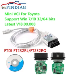 2023 HW V1.4.1 SW V18.00.008 MINI VCI For TOYOTA TIS Techstream Mini vci FTDI FT232RL Chip J2534 OBD2 Car Diagnostic Cable