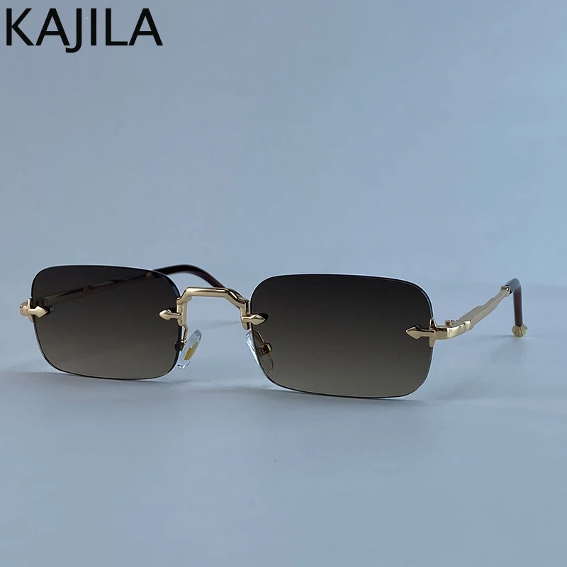 Kleine Rahmen Rechteck Randlose Punk Sonnenbrille Männer 2025, Luxus Marke Vintage Metall Sonnenbrille Für Männliche Klassische Shades UV400