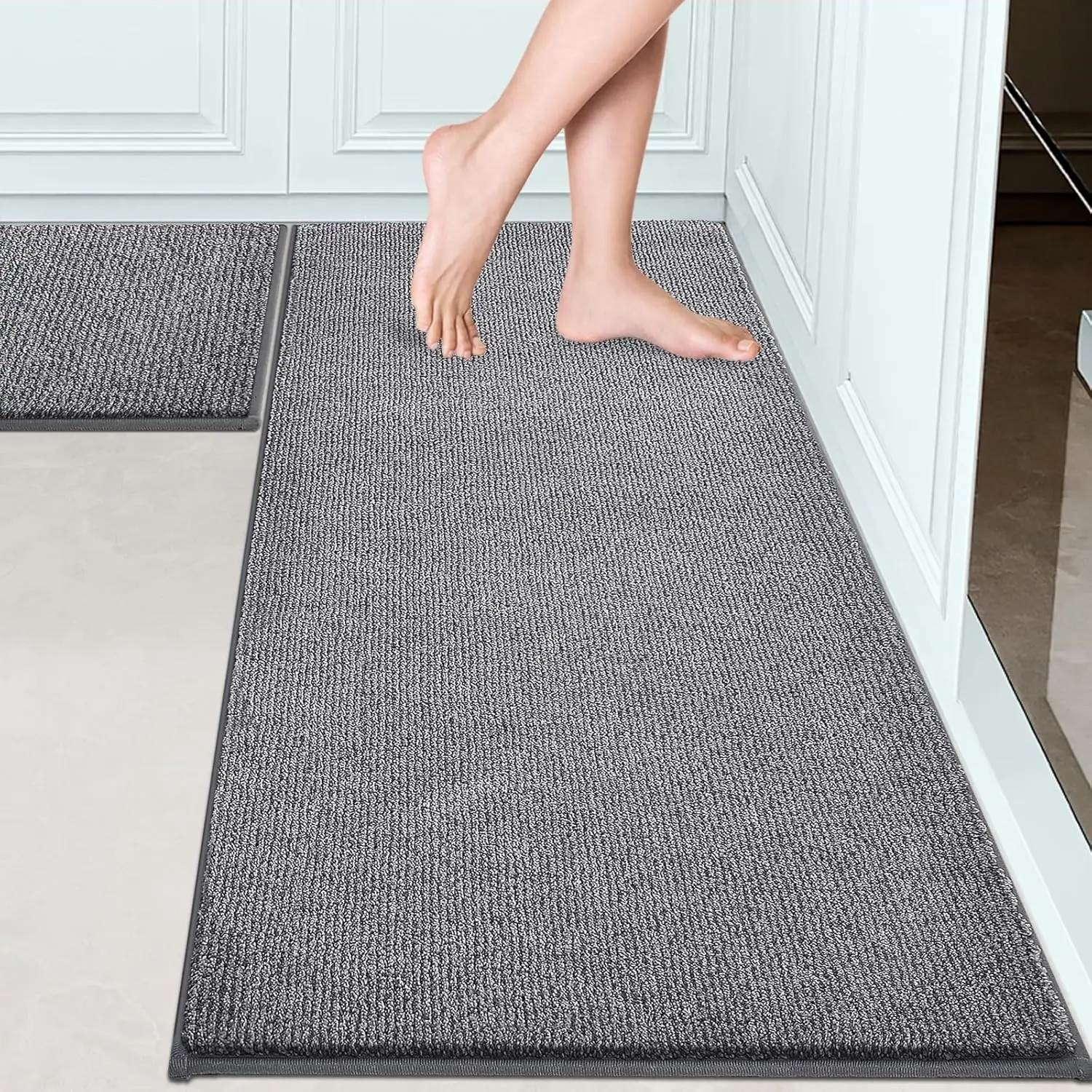 

Non-Slip Kitchen Rugs Set of 2 (24x35.5 & 24x59), Ultra Soft Absorbent Mats for Floor, Entryway, Laundry, Bathroom, Bedroom
