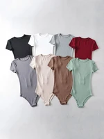 Summer Sexy Slim Fit Women's Short Sleeve O-neck Bodysuits Rompers Streetwear Jumpsuits for Fashionable Ladies