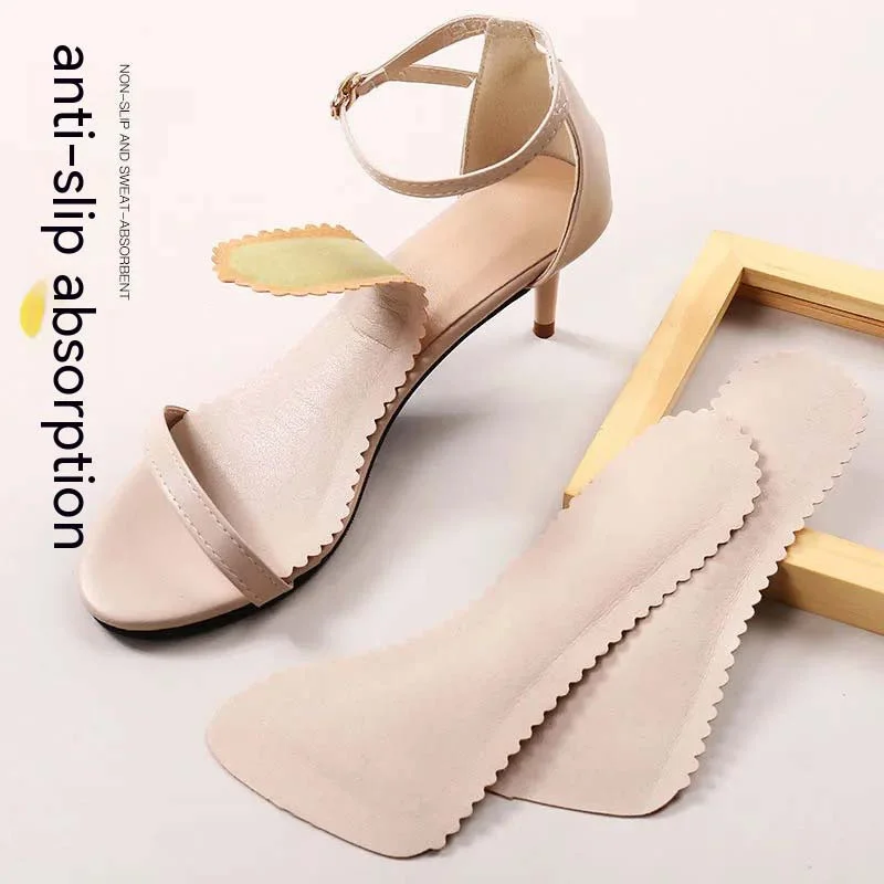 

Women Insoles for Sandals Foot Sole Massager Leather Self-Adhesive Inserts Shock Absorbtion Cushion High Heel Seven-point Insole