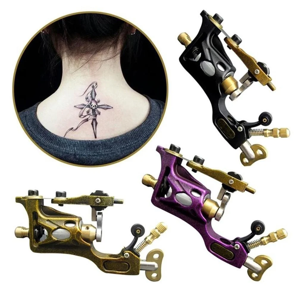 آلة الوشم الدوارة الذهبية المتينة عالية الجودة تصميم احترافي آمن وفعال للفنانين بطانة شادر موتور العرض