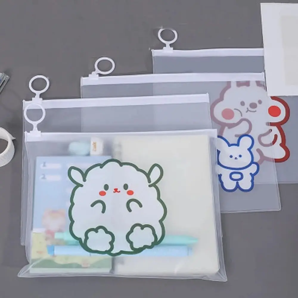 Folder High Capacity Information Bag Transparent Learning Stationery File Folder Pencil Case Bear File Bag File Storage Bag