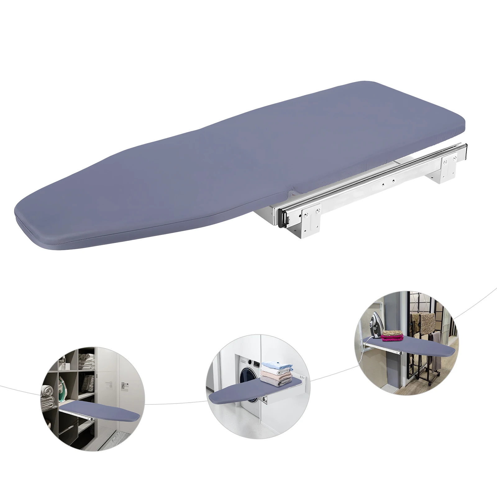 Closet Pull-Out Ironing Board Retractable Iron Board Mini Ironing Board Stow Away in The Cabinet 180° Rotation for Small Spaces