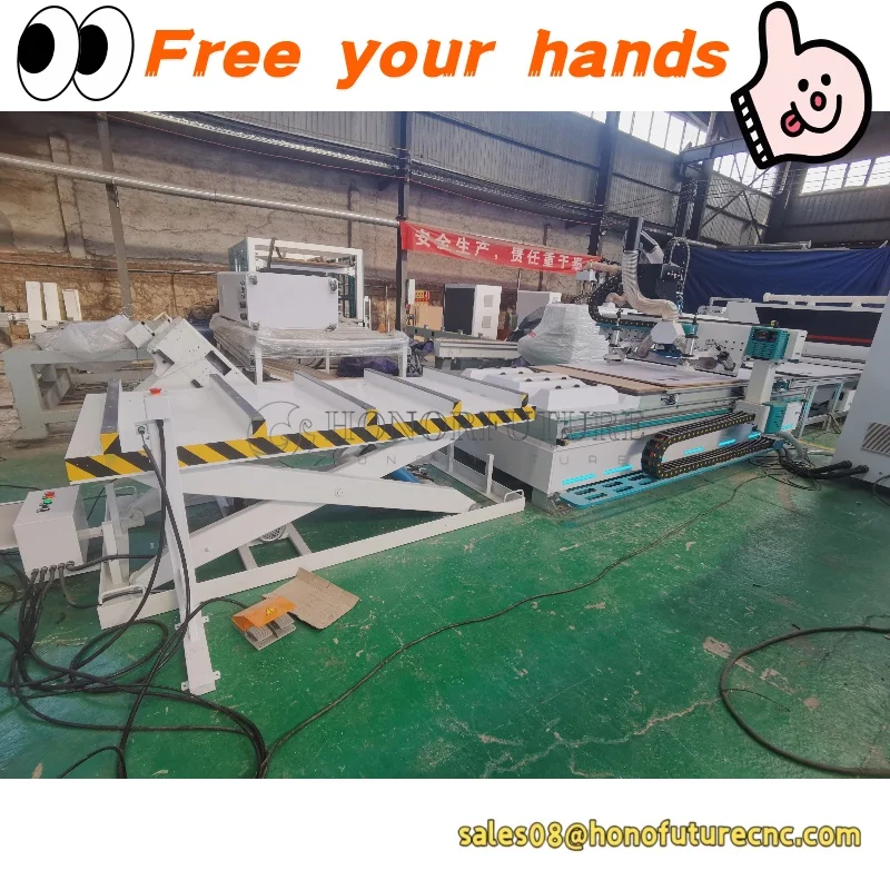 Furniture Manufacturing Tools ATC Wood Cnc Router 3015 2040 Machine with Auto Loading and Unloading Work Table for Assembly Line