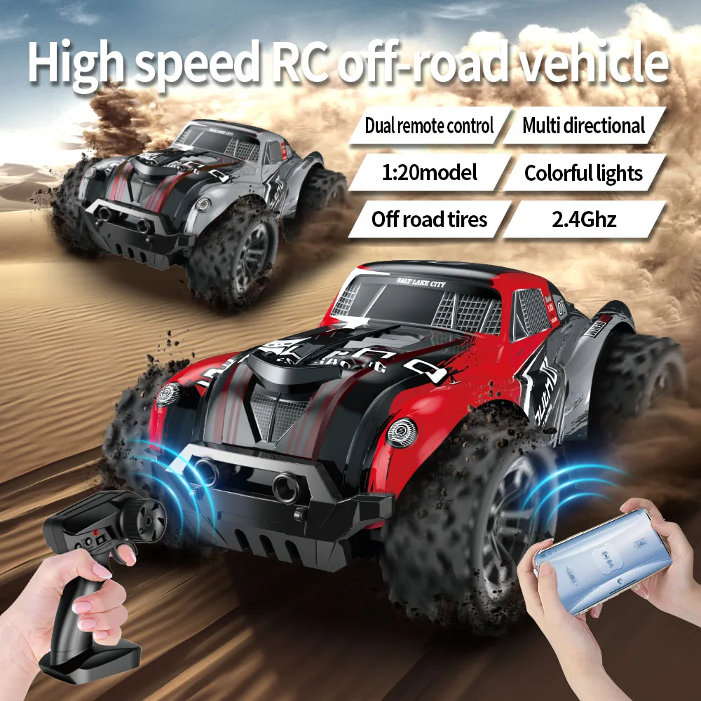 

1:20 приложение для мобильного телефона с дистанционным управлением, модель внедорожного радиоуправляемого автомобиля, пропорциональная дроссельная заслонка, высокоскоростное восхождение, 2,4G игрушечный автомобиль