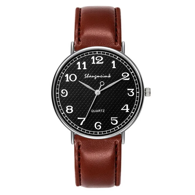 Mens Business  Design Mens Watches Luminous Hand  Leather Watch