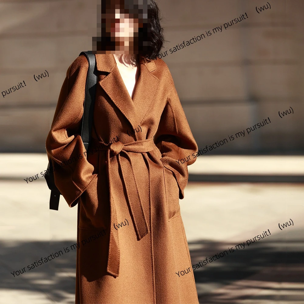 

Осенне-зимнее новое двустороннее шерстяное пальто ручной работы M из водной гофрированной шерсти, шерстяное кашемировое пальто женское 7202