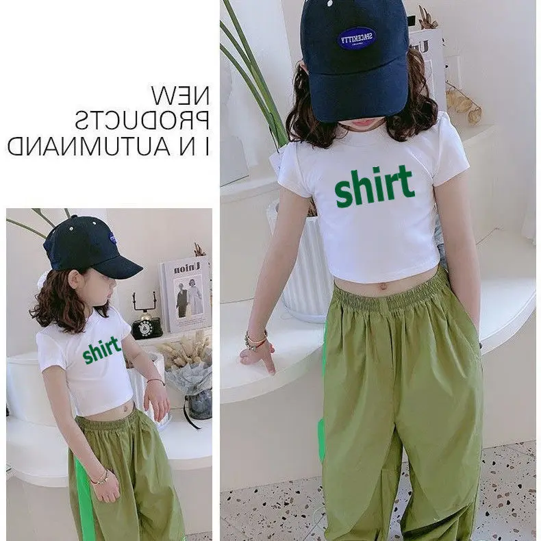 Children's Round Neck Summer Mother daughter T-shirt Five-point Sleeve Simple Trend All-match Korean Style Children's Clothing