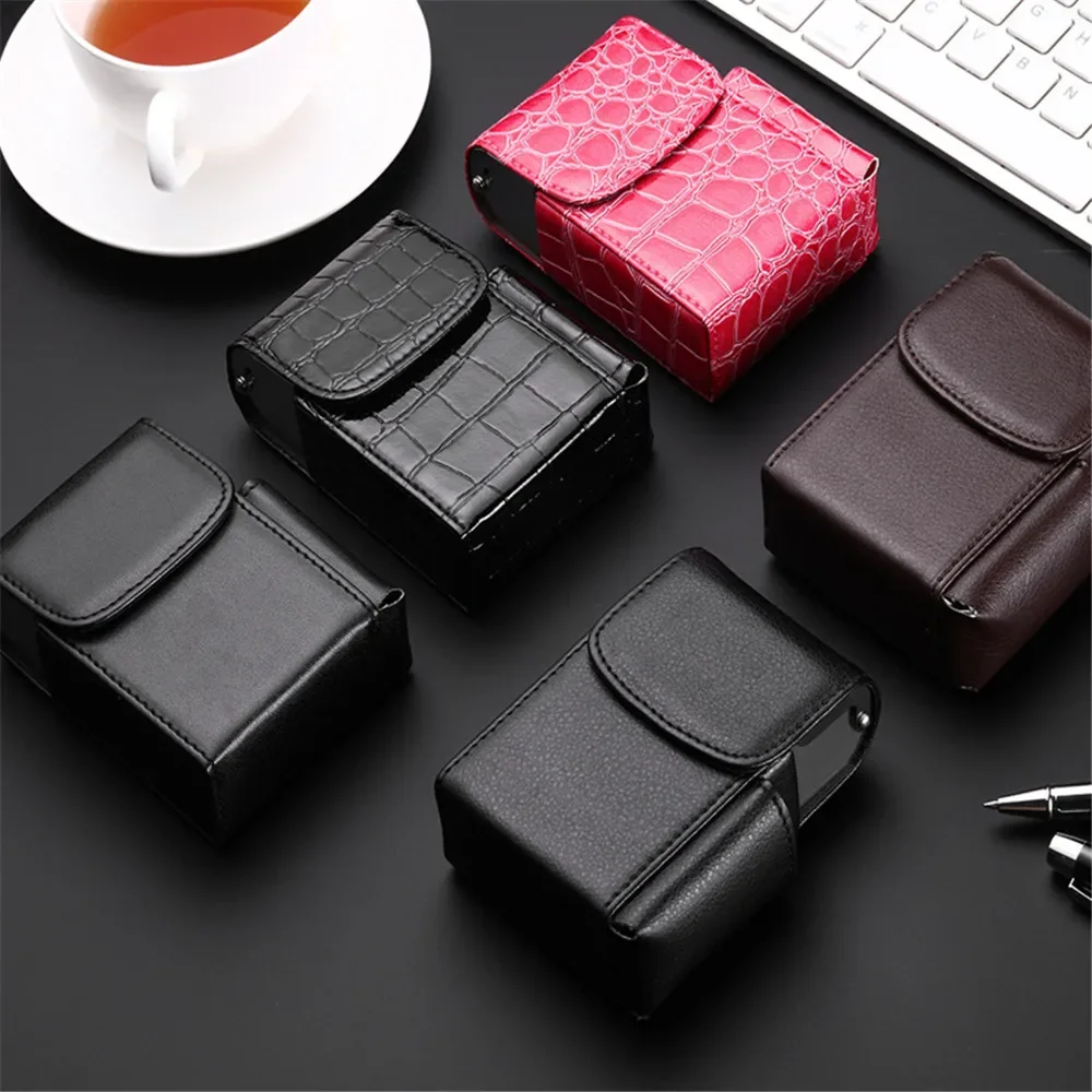 PU Leather Cigarette Case with Lighter Bag Tobacco Pouch Men‘s Card Holder Best Gift for Business Men Women Smoking Accessories