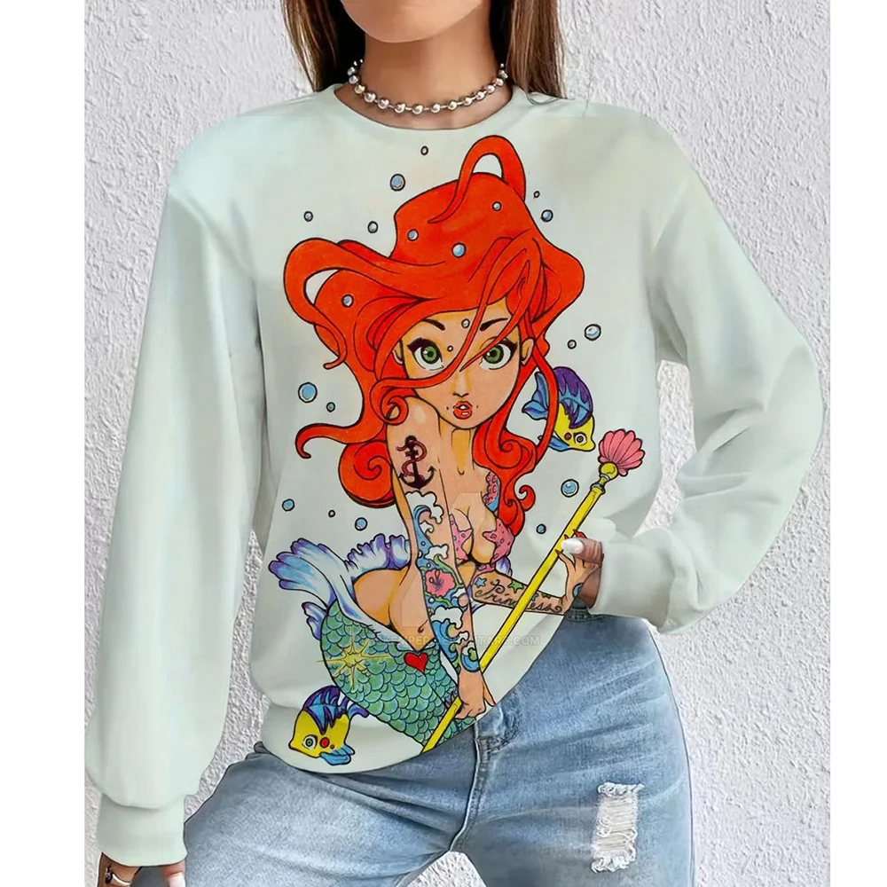 فاسق الياسمين الأميرة الوشم البلوز المرأة Y2K كنزة بمقاس كبير Harajuku ريترو المتمردين الجرافيك فضفاض ملابس الشارع النسائية #2