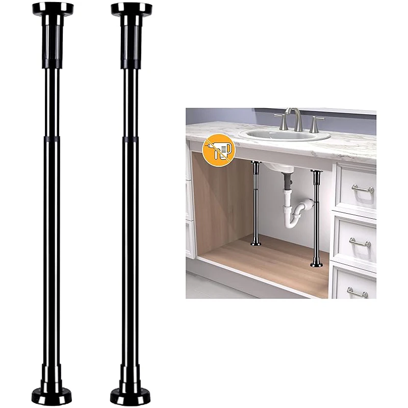Adjustable Clothes Drying Rack Telescopic Pole Stainless Steel No-Drill Curtain Rod Multi-Msage Sink Installation Bathroom