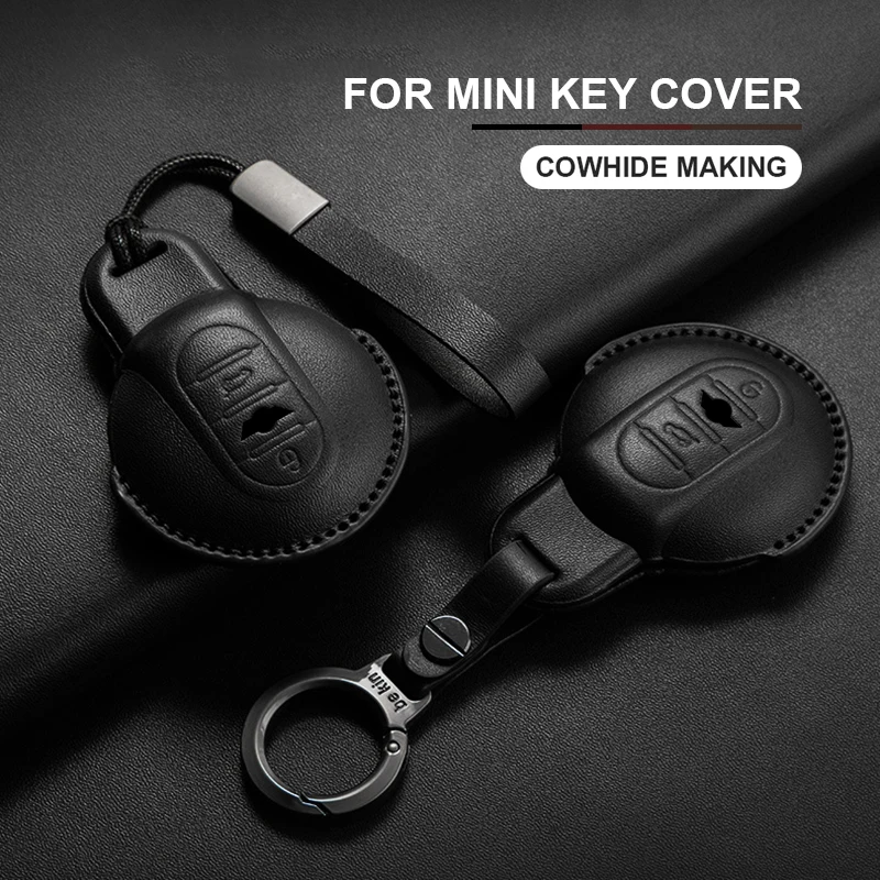 

Leather Car Key Case Cover For BMW MINI COOPER S ONE JCW F54 F55 F56 F57 F60 CLUBMAN COUNTRYMAN Remote Fob Holder Shell Keychain