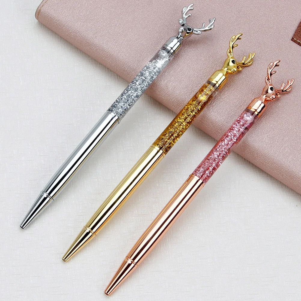 3 Pcs Golden Pen Metal Ball Stationery Releasing Moods Novelty Christmas Gifts for Students