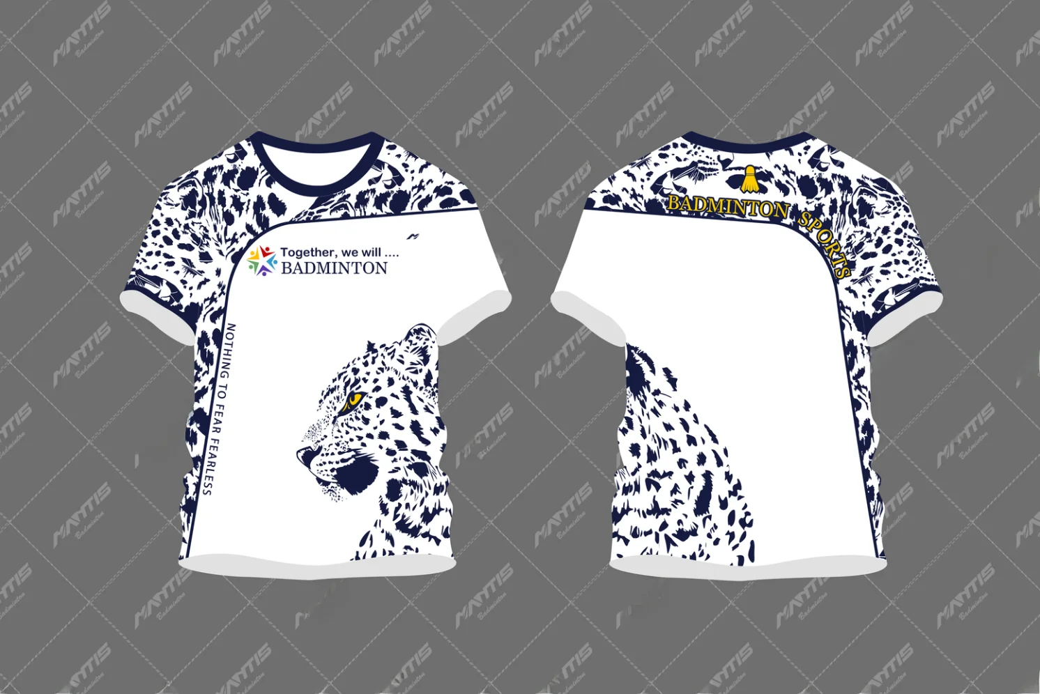 mantis-badminton-shortsleeve-quick-dry-fabric-money-leopard-print-unisex-sportswear-official-version-polyester-fiber