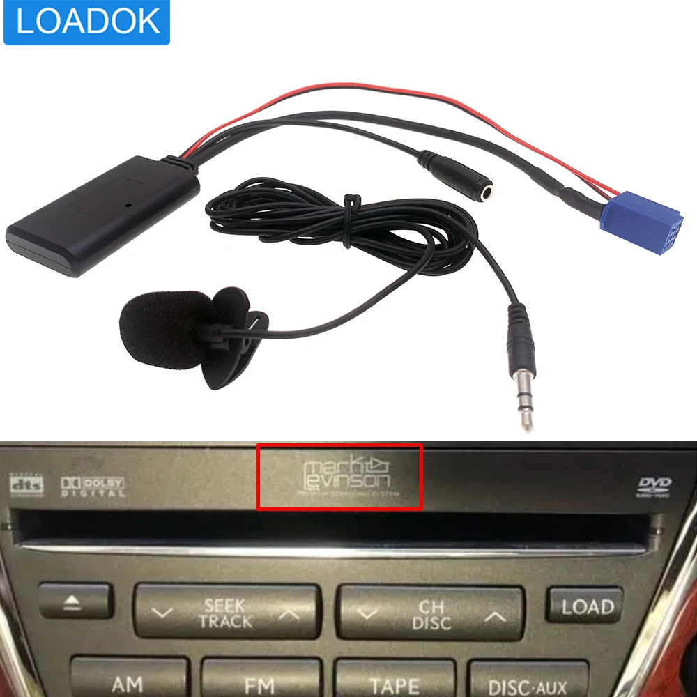 6 Pin Car Bluetooth 5.0 CD Radio Aux Audio Music Hands-Free Microphone Adapter Cable For Toyota Lexus IS300 LX2016 570 ES350