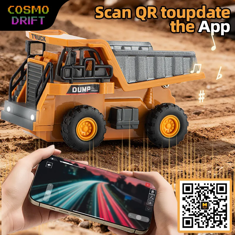 Generic 1:64 Scale Mini Alloy Remote Control Dump Truck With LED Lights App Controlled Desktop Construction Vehicle Toy For Boys