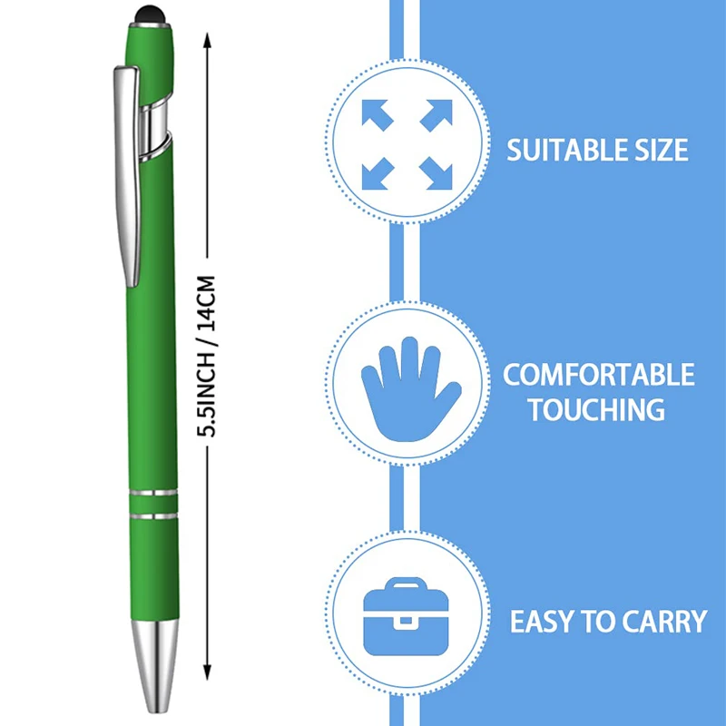 Metal Screen Canetas Esferográficas, 2 em 1 Stylus, Presente, 16Pcs