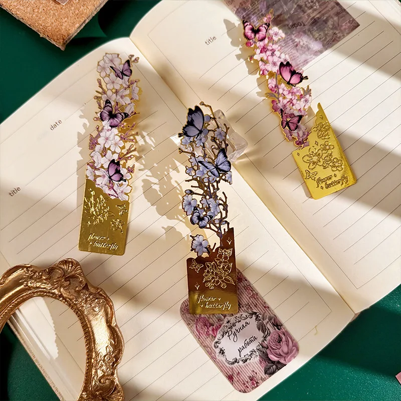 set-di-24-segnalibri-in-metallo-con-fiori-e-farfalle-accessori-estetici-per-lettori-gadget-per-libri-all'ingrosso