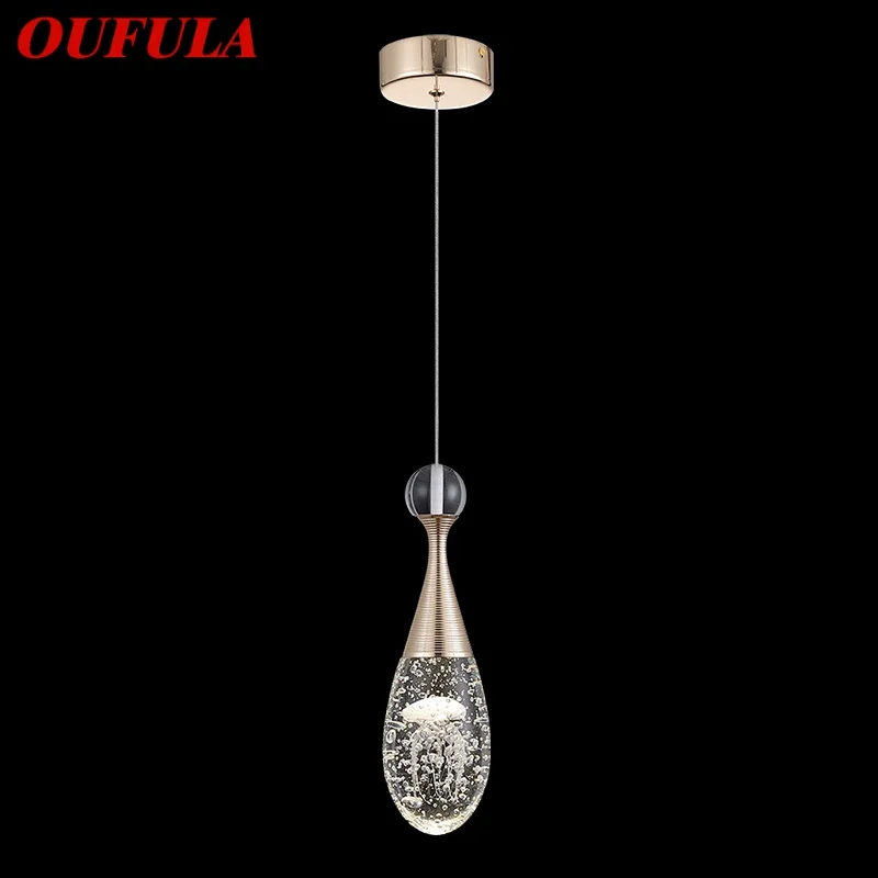 

OUFULA Modern Pendant Lamp Originality Handmade Jellyfish Crystal LED Chandelier Lighting for Bedroom Dining Room