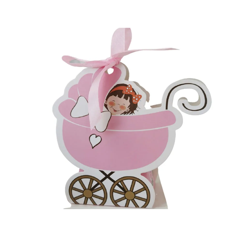 10/20/30 stücke Laser Cut Kinderwagen Candy Box Baby Wagen Favor Geschenk Box Baby Dusche Tasche Mit Band geburtstag Party Favor Liefert – Detail 8