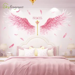 Angel Wings Wall Stickers For Girls Rooms Home Bedroom Wardrobe Background Wall Decoration Self Adhesive Vinyl Sticker Wallpaper