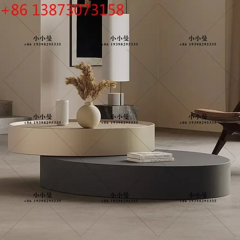 Italian minimalist oval rotating modern minimalist light luxury glass Internet celebrity 2025 new home living room table