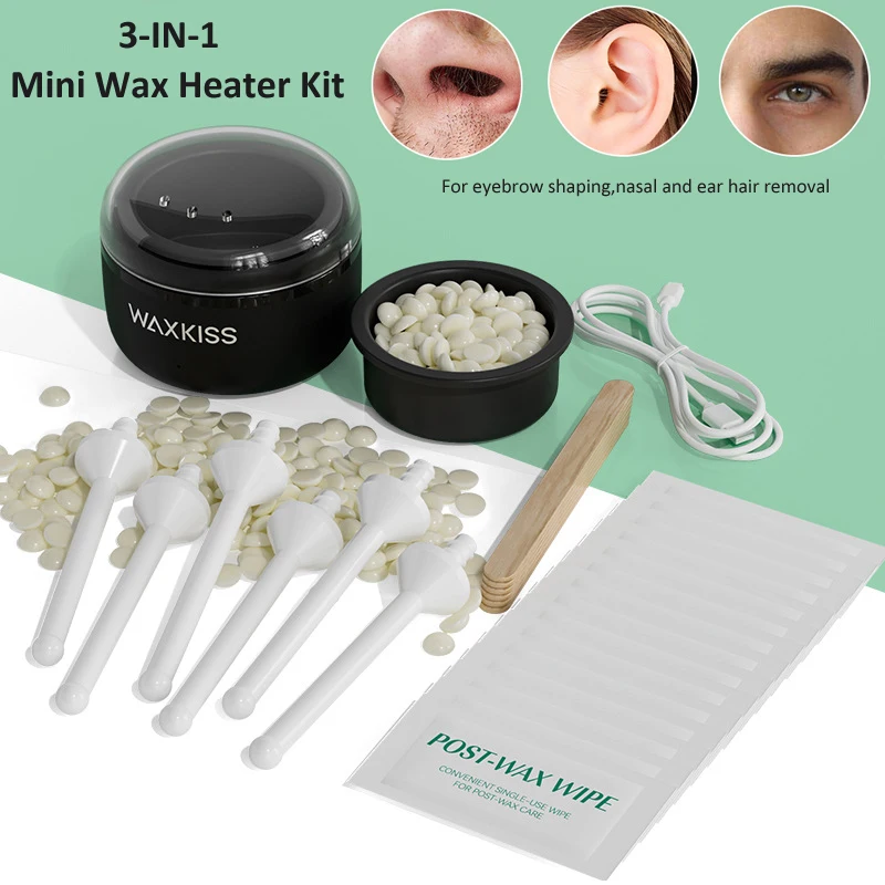 Mini Wax Heater Machine Silicone Bowl Wax Warmer for Nose Ear Hair Removal Waxing Kit With Wax Beans Heating Melting Pot