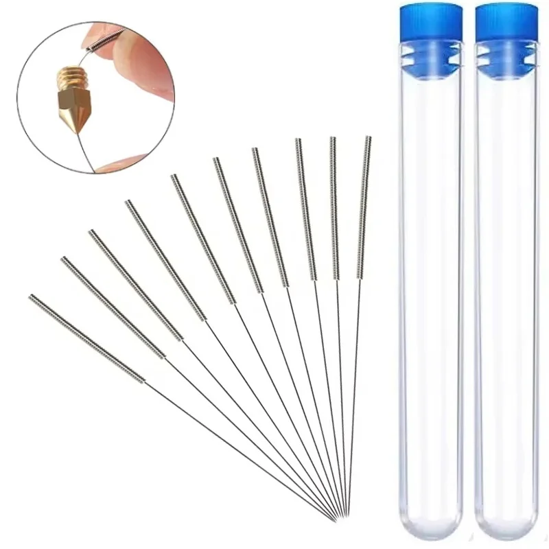 10Pcs/Set 0.2mm-1.0mm 3D Printer Nozzle Cleaning Needles Stainless Steel Needle Kit For 3D Printer Nozzle Hot End Cleaning Tool