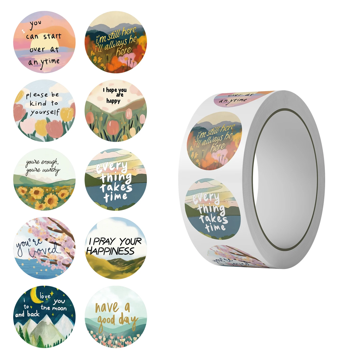 500pcs Literary Happy Roll Sticker Self Adhesive Label Sticker Flower Frame Sticker Festival Party Gift Bag Decoration Handmade