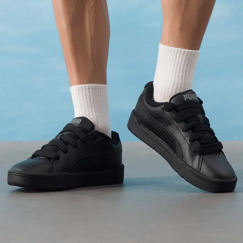 PUMA Park Lifestyle Easy 400496-02 Unisex All Black Low Top Skate Sneakers Faux Leather Upper Casual Shoes