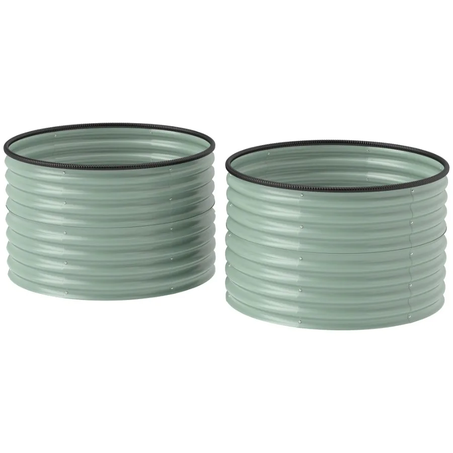 

Set of 2 Raised Garden Bed Metal Planter Box with Safety Edging Easytoassemble Stock Tank Light Green
