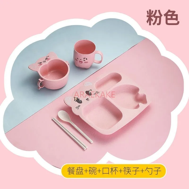 

New Dining Plate and Bowl Set Home Children's Creative Rice Plate Student Dormitory Canteen Water Cup Soup Bowl Cutlery Plastic