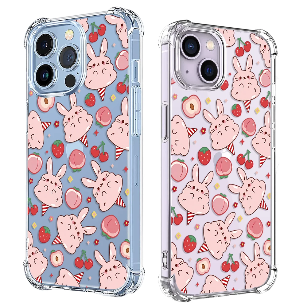 Strawberry Cherry Balloon Star Phone Case For iPhone 15 14 13 12 11 Pro X XS XR Max 7 8 Plus SE Mini Soft Clear TPU Back Cover